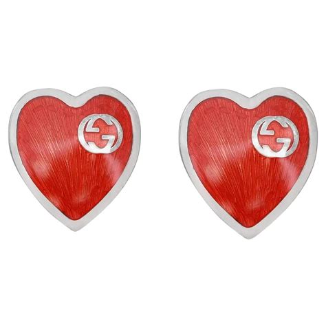 gucci love heart earings|gucci enamel heart stud earrings.